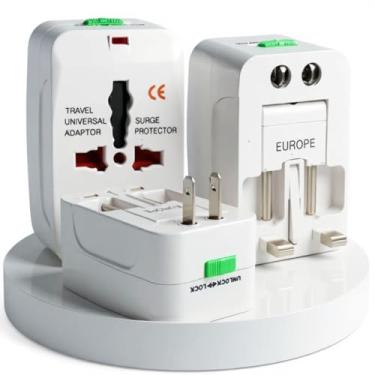 Imagem de Adaptador Universal Viagem Premium Bivolt para Mais de 150 Países com Trava de Segurança Portátil