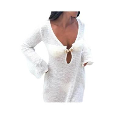 Imagem de Vestido De Manga Longa Decorado Com Conchas Para Mulheres, Estilo Curt