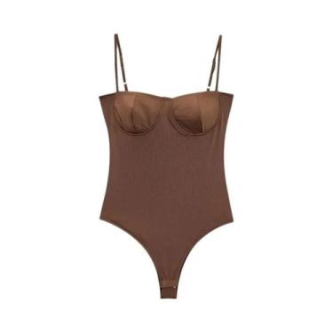 Imagem de Body De Cetim Feminino Sem Costas Estilo Corset Sexy Macacão Lingerie 