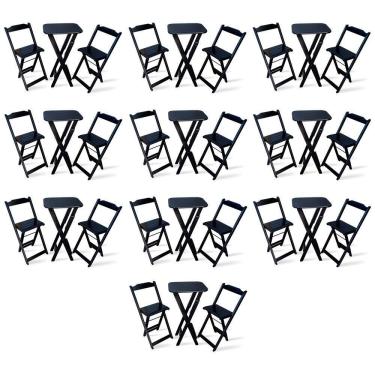 Imagem de Kit De 10 Conjuntos Dobrável Bistrô Preto De Mesa Com 2 Cadeiras Cor: Marrom