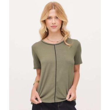 Imagem de Blusa Feminina Viés Manga Curta Marisa-48002, Verde, PP