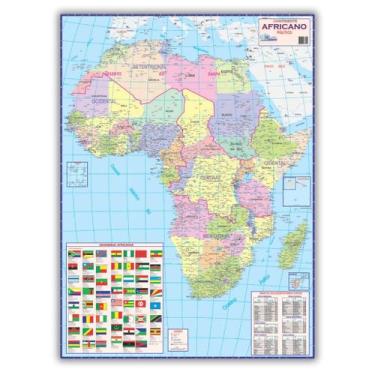 Imagem de Mapa Geográfico Escolar - Continente Africano - Dobrado 120 x 90 cm - 