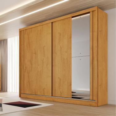 Imagem de Guarda Roupa Casal Flex com 1 Espelho 2 Portas de Correr Em MDF Monterey Made Marcs