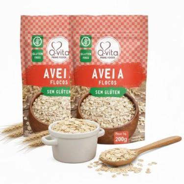 Imagem de Kit 2 Aveia em Flocos Sem Glúten Q-VITA 200g - Rica em Fibras