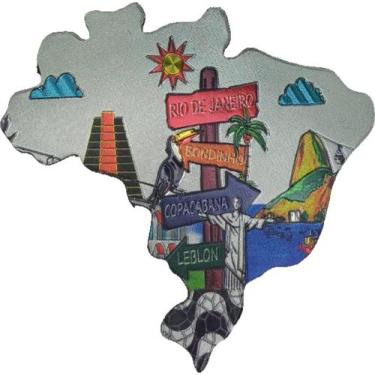 Imagem de Imã de Geladeira Mapa Brasil Lembrança do Rio De Janeiro - Patriota - 