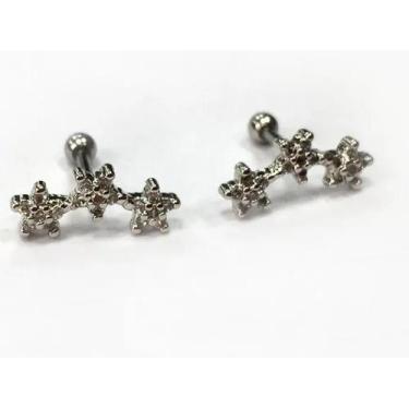 Imagem de Piercing Hélix Cartilagem Orelha Cluster Estrela Aço Cirúrgico. - Corb