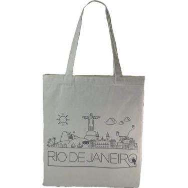 Imagem de Ecobag Lembrança Rio De Janeiro Cristo Redentor Algodão Cru - Corban, 