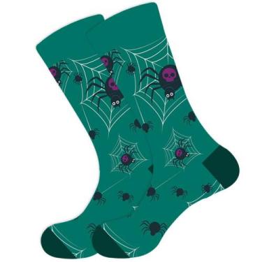 Imagem de Meias de algodão redondas de Halloween com design de aranha de desenho
