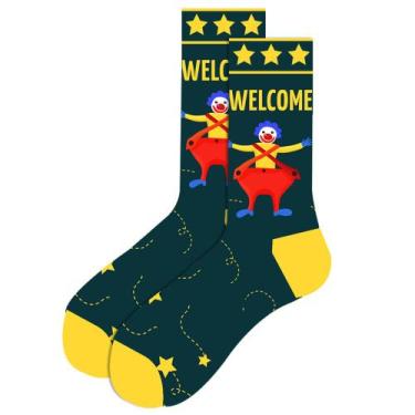 Imagem de Meias redondas de algodão, cores, palhaço, circo, design de circo, tam