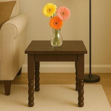 Imagem de Mesa Lateral Apoio Quadrada 50cm Madeira Maciça/MDP Multimóveis CR4533