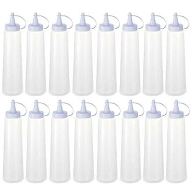 Imagem de Kit 16 Bisnagas Plásticas Grandes 400ml Molhos Maionese Ketchup Mostar