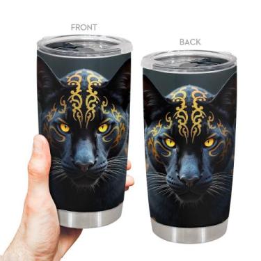 Imagem de Copo Oasisdream de aço inoxidável 600ml com estampa de leopardo