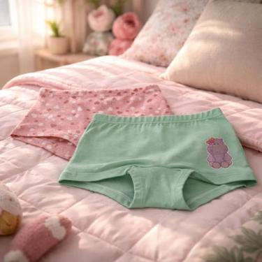 Imagem de Kit 4 Calcinhas Boxer Short Criança Infantil Confortável - Folly, G, R