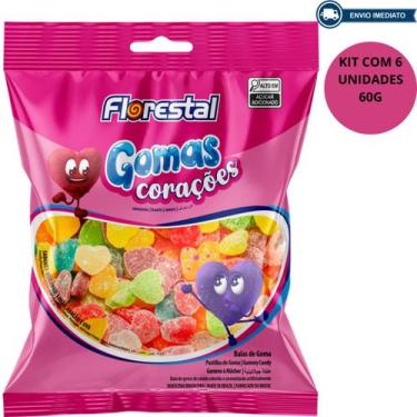 Imagem de Bala Goma Coração Florestal Kit 6 Unidades 60G