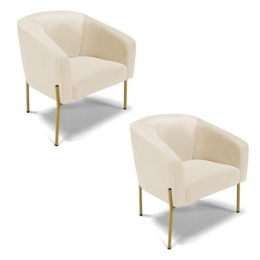 Imagem de Poltrona Decorativa Kit 2 Stella Sintético Couro Sintético Cinza D`Rossi