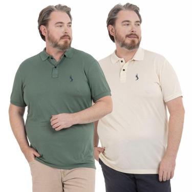Imagem de Kit 2 Camisa Polo Masculina Plus Size Piquet Viscose Dry