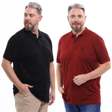 Imagem de Kit 2 Camisa Polo Masculina Plus Size Piquet Viscose Dry