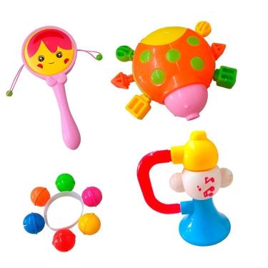 Imagem de Kit Chocalho Brinquedo Infantil Interativo Divertido Bebê Criança - Estímulo, Aprendiza...