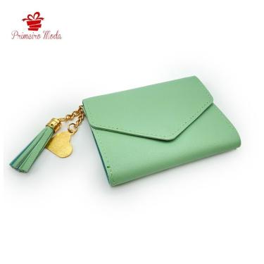 Imagem de Carteira Feminina OEM Carteira com Franjas Bolsa Porta-cartões de Mão Couro Sintético 12 e 05x10 e 05 Verde Claro