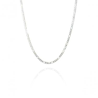 Imagem de Colar Corrente Com Elos Alternados Em Prata 925 Masculino [f027]