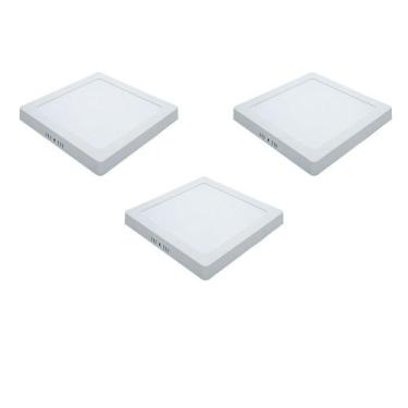 Imagem de Plafons Modaza Polipropileno de Sobrepor Quadrado, 18W, Branco - 3 Uni