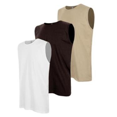 Imagem de Kit 3 Camisetas Regata Masculina Lisa Machão Basica-Masculino