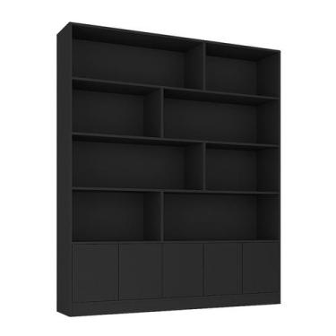Imagem de Estante de Livros 100% MDF 154,6cmx180,5cm 5 Portas 8 Nichos Versatile