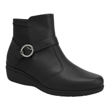 Imagem de Bota Anabela Cano Baixo Piccadilly 117132 Feminina - Preta, Preto, 35