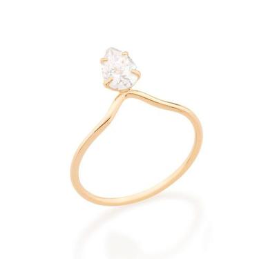 Imagem de Anel solitário 18k com zircônia gota. BRANCO 512662 Rommanel, Branco