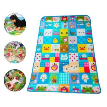 Imagem de Tapete Infantil Grande Educativo Para Bebê Baby Style Gato Azul 120 x 