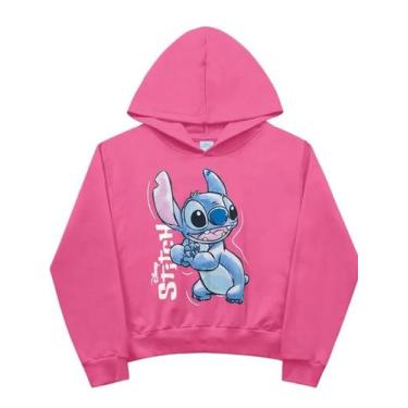 Imagem de Blusa Moletom Infantil Rosa Stitch Fakini, 18, Rosa