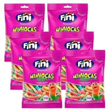 Imagem de Kit 6un Bala de Gelatina Minhocas Cítricas 90g Fini