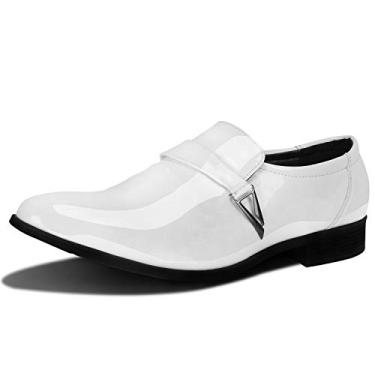 Imagem de ZZHAP Mocassim masculino casual de smoking de bico fino, Branco, 41