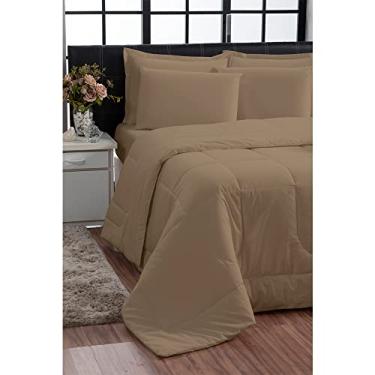 Imagem de Kit Edredom Queen Jogo de Cama 100% Algodão 200 fios (Capuccino)
