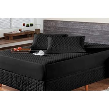 Imagem de Capa Impermeável Protetora de Colchão Matelada King Queen Casal Solteiro BOX Size Protetor com Elástico Branco e Preto