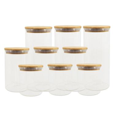 Imagem de Kit de 9 Potes de Vidro Herméticos Tampa de Bambu - OIKOS