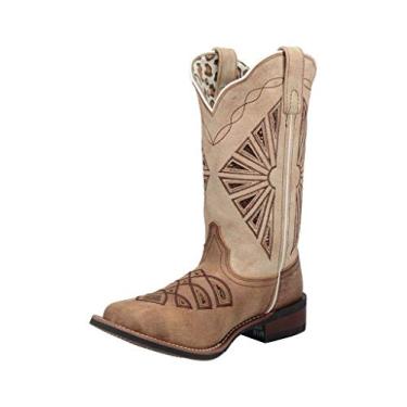 Imagem de Laredo Botas casuais femininas Kite Days bordadas bico quadrado salto baixo cano médio 2,5 a 5 cm - preto, Marrom, 10