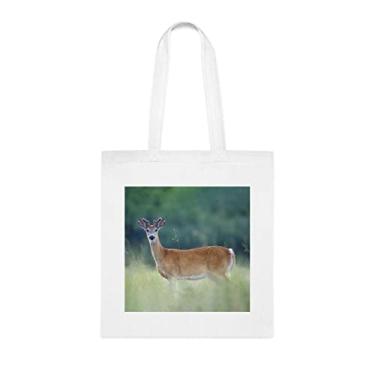 Imagem de Pronghorn Sacola de antílope engraçado, presente de antílope divertido, bolsa de ombro, bolsas reutilizáveis, ideia de de Natal, Branco