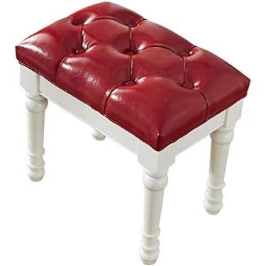Imagem de KRASS Banqueta para quarto, banco de vaidade, cadeira de maquiagem, móveis de quarto de banheiro, capacidade 200kg, montagem fácil, bege + vermelho, Collector88