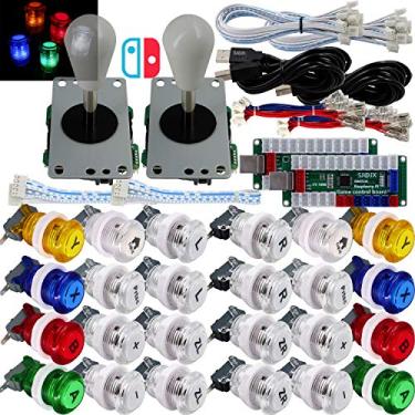 Imagem de SJ@JX Lâmpada de controle LED Arcade Game Codificador USB 2 Player Gamepad Microswitch Botão de luz 8 vias LED Joystick para Nintendo Switch PC PS3 Retropie Raspberry Pi MAME