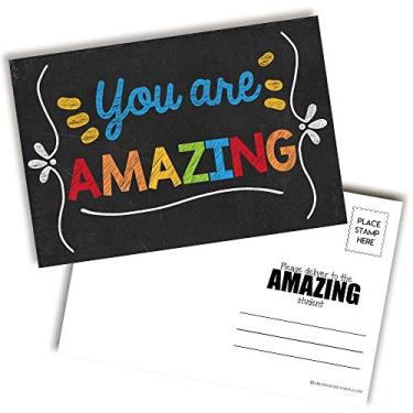 Imagem de You Are Amazing Cartões postais coloridos em branco temáticos para estudantes de professores, 30 cartões de anotações de 10 x 15 cm preenchidos por AmandaCreation