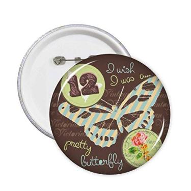 Imagem de Selos de rosas e alfinetes de borboleta com emblema de botão para decoração 5 peças