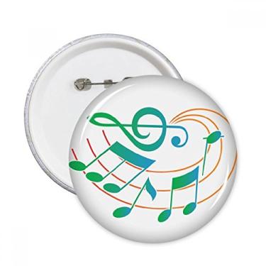 Imagem de Nota musical verde laranja padrão pinos redondos crachá botão emblema decoração acessório 5 peças