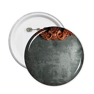 Imagem de Ornamento de mogno de cimento cinza pinos padrão emblema botão decoração acessório 5 peças