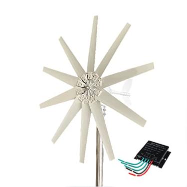 Imagem de Gerador de vento eficiente e silencioso 12V/ 24V/ 48V/ 220V 4000W Gerador de turbinas eólicas Turbinas eólicas domésticas horizontais com controlador MPPT (branco),220v