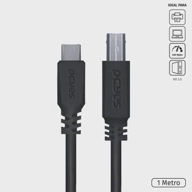 Imagem de Cabo para Impressora USB Tipo C para USB B 2.0 1 Metro Preto - PUCBP-1