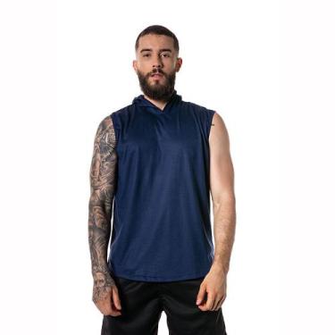 Imagem de Regata Masculina Azul Marinho Capuz Oversized Longline - Chiella