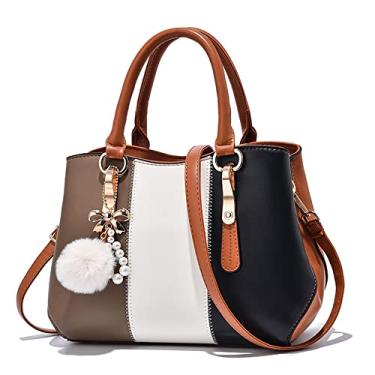 Imagem de Bolsa de couro fashion para mulheres bolsa transversal grande com alça superior bolsa feminina casual bolsa de ombro bolsa, Marrom