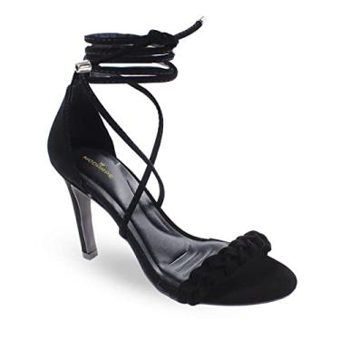 Imagem de Sandália Modarpe Salto Fino Amarração Feminina F04 Cor:Preto;Tamanho:35