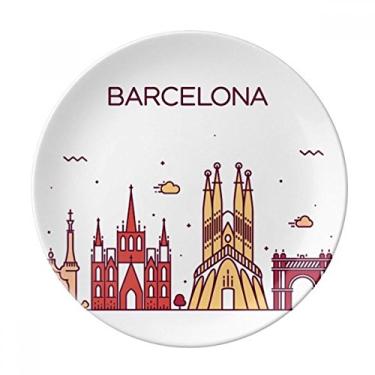 Imagem de Prato de sobremesa com padrão de marco plano Barcelona Espanha decorativo de porcelana 20,32 cm jantar casa
